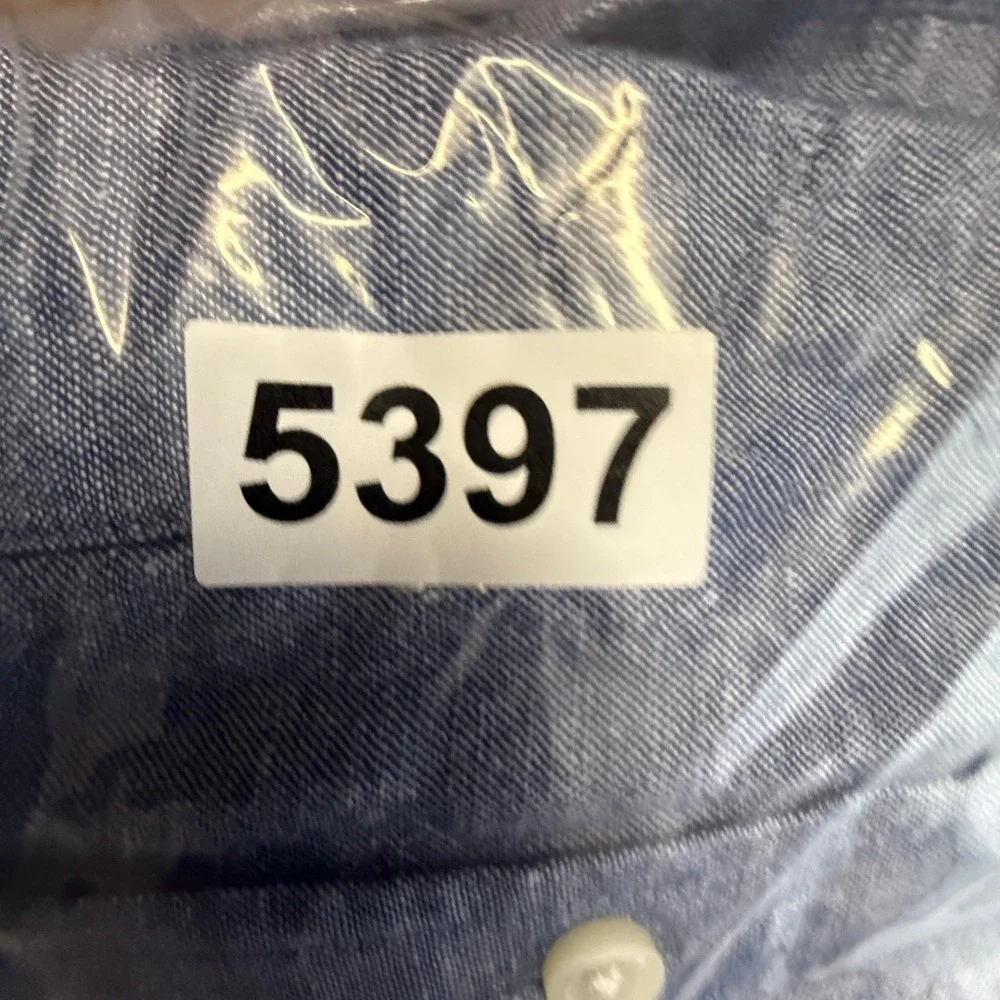 Banana Republic Slim Fit Linen Blend Long Sleeve‎ Button Down Shirt Size L Blue